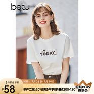 betu百圖女裝春裝新款寬松韓版卡通印花短袖T恤ins潮JD2102T08 白色 M
