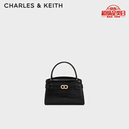 CHARLES&KEITH鱷魚紋凱莉包手提斜挎婚包包女包生日禮物七夕禮物CK2-50270880-1 Black黑色 S