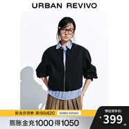 UR2025秋季新款女裝格雷系氣質(zhì)拼接條紋寬松外套UYY150091 墨藍(lán) M