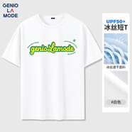 GENIOLAMODE冰絲t恤男士短袖夏季涼感青少年休閑百搭簡約衣服男裝 白色 XL