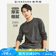佐丹奴T恤男裝新款純色休閑亨利衫加厚純棉磨毛長袖t恤男01022803 04深花灰色 L
