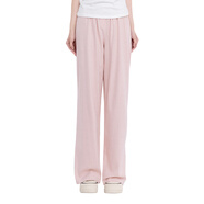 BM長(cháng)褲闊腿褲女2026新款春秋粉色條紋松緊腰寬松bf慵懶風(fēng)直筒褲 粉色 均碼