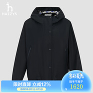 HAZZYS哈吉斯女裝 春季款女連帽內里印花防潑水夾克女ASVSU0BAU16 藏青色NV S (155/80A 36)