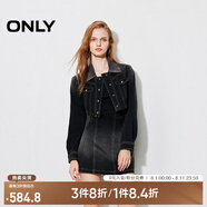 ONLY春夏復(fù)古水洗牛仔裙套裝短裙連衣裙女|124442003 J09 深牛仔灰色 XL (175) 92A