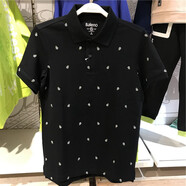 班尼路（Baleno）男裝polo修身翻領(lǐng)波點(diǎn)印花短袖POLO衫 黑色A99 L