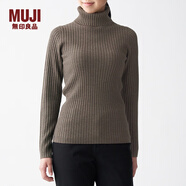 無(wú)印良品 MUJI 女式 寬羅紋 高領(lǐng)毛衣 BAA04A0A 長(zhǎng)袖針織衫 深咖啡色 XS