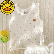 G.duck嬰兒衣服新生兒護肚純棉小背心夏季無(wú)袖上衣寶寶女童薄款小孩內搭 (背心)憨憨熊藍~夏季薄款~ 59 (0-3月內)