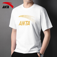 anta kids安踏短袖男T恤男透氣休閑跑步健身體恤衫男款吸汗潮流半袖T恤 白金色/8120 【棉質(zhì)透氣】 M 170