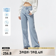 ONLY夏季涼感冰氧酷高腰顯瘦直筒褲牛仔褲女|124232025 J32 210洗水牛仔藍(lán) 2XL (180) 80A