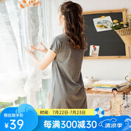 芬騰 睡衣女夏季新品純棉短袖可愛卡通女士家居服睡裙 灰色 S