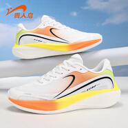 貴人鳥(niǎo)跑步鞋男2025秋季新款網(wǎng)面透氣運動(dòng)鞋輕便減震專(zhuān)業(yè)競速跑鞋男款 白/橙黃 39