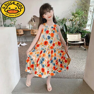 G.duck女童連衣裙夏季露肩A字裙網(wǎng)紅洋氣裙子氣質(zhì)公主裙中大童韓版甜美 花朵 120 建議4-5歲