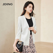 嬌鼎小西裝外套女新款休閑簡(jiǎn)約純色V領(lǐng)七分袖醋纖西服上衣CJJJ413 白色 M