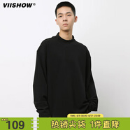 viishow德絨半高領長袖T恤男秋冬寬松基礎打底衫加厚保暖內搭衛(wèi)衣   啞光黑 M