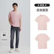 太平鳥男裝 夏短袖T恤男干爽面料時(shí)尚運(yùn)動(dòng)服純色體恤打底衫潮 粉色（合體）干爽面料 L