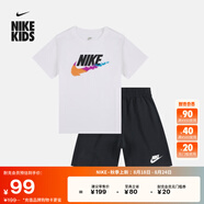 耐克（NIKE）官方男女童幼童T恤和短褲套裝夏季經(jīng)典輕便舒適II6486 010黑 110 XS