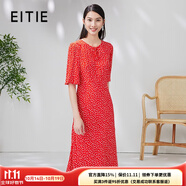 愛特愛（EITIE）氣質(zhì)大方時尚印花連衣裙夏季新款品牌女裝碎花裙7007743 紅蔓61 L 165