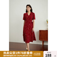 獨(dú)束大碼女裝法式小翻領(lǐng)連衣裙女夏季新款遮肉顯瘦雪紡裙子 紅色-長(zhǎng)款 L