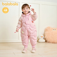 巴拉巴拉童裝嬰兒連體羽絨服連體衣寶寶衣服2025冬裝哈衣爬服萌趣男童女童 粉色香軟小蛋糕-白鴨絨 73