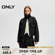 ONLY春夏復(fù)古帥氣毛絨拼接領(lǐng)口保暖牛仔外套女|124354012 J09 深牛仔灰色 常規(guī) L (170) 88A