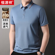恒源祥夏季短袖T恤男含桑蠶絲翻領(lǐng)中青年半袖男士t恤夏裝涼感薄款 中蘭 XL 180/96A