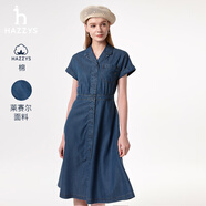 哈吉斯（HAZZYS）女裝 夏季女士【PHIZ系列】連肩收腰牛仔連衣裙女 藍(lán)色BL M (160/84A 38)