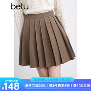 百圖betu女裝2025春季新款半身裙時尚學院風顯瘦百褶裙裙子女2501T52 卡其色 L