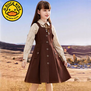 G.DUCKKIDS小黃鴨女童連衣裙春秋季款背帶裙襯衫裙子兩件套兒童套裙女孩童裝 襯衫+背帶裙【兩件套】 150 cm