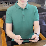 JEEP SPIRIT吉普2025年新款短袖t恤男士夏季薄款潮流體恤寬松翻領(lǐng)Polo衫男裝 9958草綠色 5XL 推薦【200-220斤】