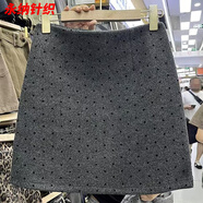 萱圖婭復古植絨愛(ài)心波點(diǎn)毛呢短裙秋冬季新款高腰防走光半身裙顯瘦a字裙 深灰色/款 有內襯 XS