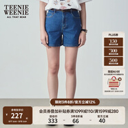 Teenie Weenie小熊女裝夏季簡(jiǎn)約時(shí)尚牛仔短褲時(shí)尚高腰褲子女韓版 深藍色 M (165)