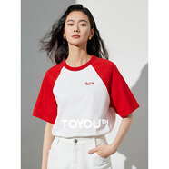 初語(yǔ)多款多色純棉t恤女2025年夏季新款圖案印花圓領(lǐng)短袖上衣 紅色-米白-小字母兔子GT528802 S