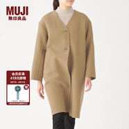無印良品（MUJI）女式 羊毛混 雙面大衣 毛呢外套 秋冬簡約風外衣W9AD225 駝色 L 165/88A