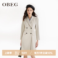 OBEG歐碧倩秋時(shí)尚通勤經(jīng)典雙排扣風(fēng)衣式收腰飄帶連衣裙50463521 珍珠灰 S /160/36