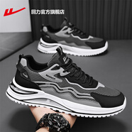 回力（Warrior）官方男鞋老爹鞋男夏季透氣網(wǎng)面運動(dòng)鞋男士潮流鏤空休閑緩震跑步鞋 黑灰色/5048 40