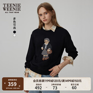 Teenie Weenie小熊衛衣女春季學(xué)院風(fēng)大熊刺繡圓領(lǐng)衛衣上衣女 黑色 S (160)
