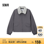 森馬（Semir）外套女oversize插肩袖仿羊羔毛毛領(lǐng)冬季2024夾棉夾克109724108016