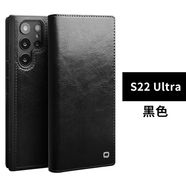 洽利 QIALINO洽利適用三星GalaxyS22Ultra手機(jī)保護(hù)殼真皮s25+翻蓋式插卡保護(hù)套 經(jīng)典 黑色 三星Galaxy S23 Ultra
