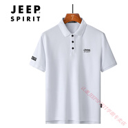 JEEP SPIRIT吉普polo衫男短袖t恤2025夏時(shí)尚休閑簡約透氣翻領(lǐng)條紋上衣男 PS7225款白色 M 建議-120斤
