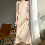 NicoleJolie2025夏季新款絲滑緞面吊帶連衣裙女長(cháng)款打底裙文藝范氣質(zhì)長(cháng)裙外穿 香檳色 JXYZREZ-8121 M