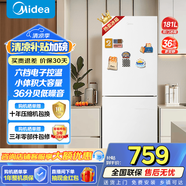 美的（Midea）190雙開門小冰箱冷藏冷凍兩用1-2人小型家用電冰箱 租房用小型 白色 MR-190E 極地白
