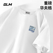 GLM華夫格短袖男款夏季寬松大碼重磅白色五分袖簡約百搭圓領(lǐng)男士t恤