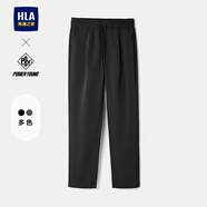 海瀾之家（HLA）休閑褲男裝春秋季三體聯(lián)名系列破縫裝飾松緊腰抽繩時(shí)尚男士長(cháng)褲子 抽繩松緊腰-HKCAW3J087A黑色5K 34 /175建議71-75kg