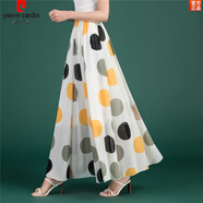 皮爾卡丹（pierre cardin）雪紡半身裙長(cháng)裙新款夏季裙子波點(diǎn)女a(chǎn)字圓點(diǎn)花色跳舞裙大擺半截裙 白色大圓點(diǎn) M 腰圍2.0---2.1尺