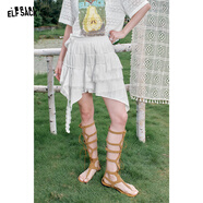 妖精的口袋【嘻嘻不嘻嘻】波嬉風(fēng)白色連衣裙女25年夏季新款t恤半身裙套裝裙 幻想白色（半裙） M