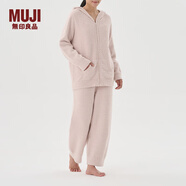 無印良品（MUJI）女式 發(fā)熱毛毛紗家居連帽開衫 女士睡衣上衣單件家居服秋冬季保暖 煙熏粉色 S-M (160/84A)