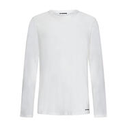 吉爾·桑達(dá)（Jil Sander）徽標(biāo)長袖T恤圓領(lǐng)直下擺男士休閑棉質(zhì)純色 白色 均碼 |XL