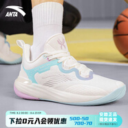安踏籃球鞋男地板克星2024低幫鞋子男KT湯普森減震耐磨防滑運動(dòng)鞋 象牙白/亮紫色/泳池藍-6 44.5 (約275mm)