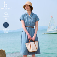 哈吉斯（HAZZYS）女裝 夏季女士【PHIZ系列】連肩收腰牛仔連衣裙女 淺藍(lán)色LL L (165/88A 40)