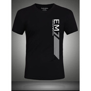 EMPORIO ARMANI EA7阿瑪尼2025夏季男裝絲光棉夏裝薄款圓領(lǐng)大碼短袖T恤男半袖體恤 A1929黑色 2XL 建議【165-180】斤